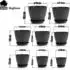 BigDean Blumentopf-Set mit Untersetzer, 8 Größen, anthrazit (10-19cm)