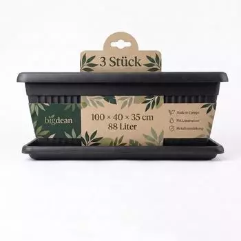 BigDean Blumenk&uuml;bel Jumbo anthrazit, 88L, 100&times;40&times;35cm, 3er-Pack (1003158)