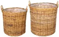 vidaXL Blumentopf K&ouml;rbchen GENDT 2 stk. Naturbraun Kubu Rattan