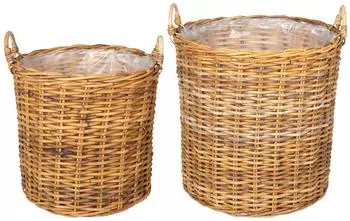 vidaXL Blumentopf-K&ouml;rbchen Gendt 2-tlg., naturbraun, Kubu-Rattan (42020952)