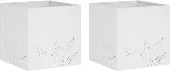 vidaXL Garten-Pflanzgef&auml;&szlig; 50x50x49cm wei&szlig;, 2er-Set
