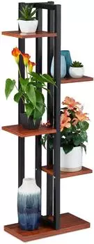 Relaxdays Pflanzenregal Blumentreppe 5 Ablagen, Stahl & MDF, 117x43x22cm (10038825)