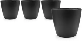 BigDean Blumentopf/&Uuml;bertopf aus Kunststoff, graphit, &oslash; 24cm, 4er-Set (1000829)