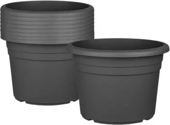 BigDean Blumentopf rund, Kunststoff, anthrazit, Ø30cm, 9er-Set (760583)