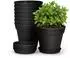 LuxusKollektion Blumentöpfe mit Untersetzer 8er-Set, Kunststoff, schwarz, 10cm