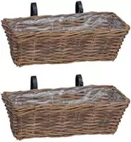 vidaXL H&auml;ngender Blumentopf Korb GENDT 2 stk. Naturbraun Kubu Rattan