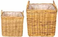 vidaXL Pflanzer Korb mit Speicher GENDT 2 stk. Naturbraun Kubu Rattan