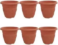 vidaXL Runder Blumentopf 6 stk. Ziegelrot &Oslash; 22 x 18 cm Kunststoff