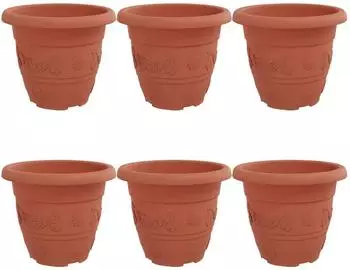 vidaXL Runder Blumentopf 6er-Set ziegelrot Ø26x21,5cm Kunststoff (42020279)