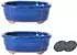 Jinfa Bonsai-Schalen 2er-Set, Keramik oval blau glasiert (BPOBL16W12-2S)