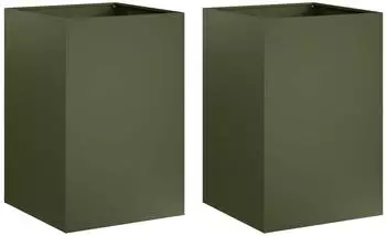vidaXL Garten-Pflanzgefäß 2er-Set olivgrün 50x50x75cm