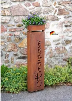 Badeko Metallsäule Bregenz „Hereinspaziert" Edelrostoptik (0941-31)