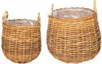 vidaXL Blumentopf K&ouml;rbchen GENDT 2 stk. Naturbraun Kubu Rattan