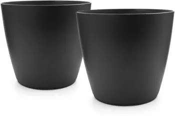 BigDean Blumentopf/&Uuml;bertopf aus Kunststoff, 2er-Set, graphit, &oslash; 24cm (1000828)