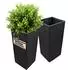 BigDean Pflanzkübel Rattan-Optik anthrazit 26,5x26,5x50cm, 2er-Set