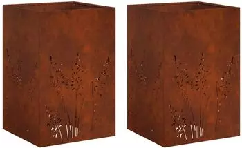vidaXL Garten-Pflanzgef&auml;&szlig; 2er-Set Rostoptik 50x50x75cm