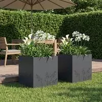 vidaXL Garten-Pflanzgef&auml;&szlig; 2 Stk. Anthrazit 50 x 50 x 49 cm