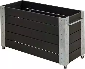 Plus A/S Cubic Blumenkasten mit R&auml;der, Holz, schwarz, 120x50x70cm (18262-15)