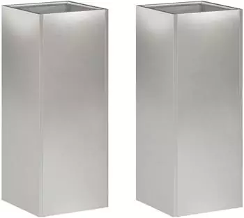 vidaXL Garten-Pflanzgef&auml;&szlig; 2 Stk. silber 20x20x40cm Edelstahl