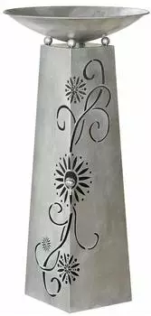 Gilde Schalenst&auml;nder "Bl&uuml;tenranke" Metall, antik silber, H102cm &Oslash;50cm (68779)