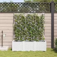 vidaXL Garten-Pflanzgef&auml;&szlig; 3 Stk. Wei&szlig; 120 x 40 x 142 cm PP