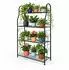 Relaxdays Pflanzenregal 4 Ablagen, Metall, schwarz (71x114x24,5cm)