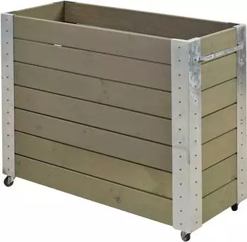 Plus A/S Cubic Blumenkasten mit R&auml;dern, druckimpr&auml;gniert, graubraun (RAL 7023), 120x50x95cm (18263-18)