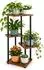 Relaxdays Pflanzenregal 4 Ebenen, Metall/MDF, schwarz/braun, 80x58,5x45cm