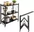 Relaxdays Klappregal 3 Ebenen mit Rollen und Bremsen, Stahl, schwarz, 91x71x34cm, bis 75kg