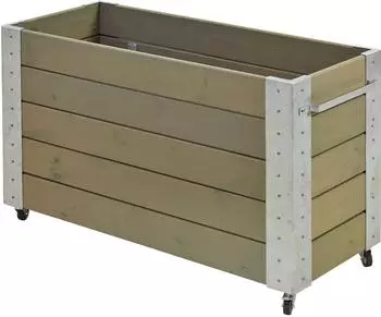 Plus A/S Cubic Blumenkasten mit R&auml;dern, Holz, graubraun, 120x50x70cm (18262-18)