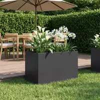 vidaXL Garten-Pflanzgef&auml;&szlig; Schwarz 60 x 40 x 40 cm Kaltgewalzter Stahl
