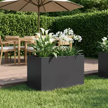 vidaXL Garten-Pflanzgefäß 60x40x40cm kaltgewalzter Stahl, schwarz (8005680)