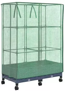 vidaXL Gartenplanter mit Gew&auml;chshausabdeckung und R&auml;dern, PP, 2er-Set (3422976)