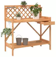 vidaXL Pflanztisch mit Rankgitter Braun Massivholz Tanne