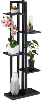 Relaxdays Pflanzenregal Blumentreppe 5 Ablagen, schwarz (43x117x22cm)