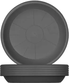BigDean Blumentopf-Untersetzer rund Ø24cm, anthrazit, Kunststoff, 6er-Set (761313)