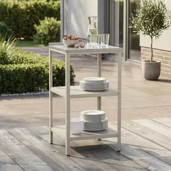 casa.pro Bolognano Gartenregal 92x50x50cm, Metall, beige/silber