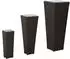 vidaXL Pflanzkübel-Set 3-tlg. trapezförmig Rattan-Optik schwarz Metall 30x30x80cm