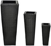vidaXL Garten-Hochbeet 3-tlg. Poly Rattan Schwarz