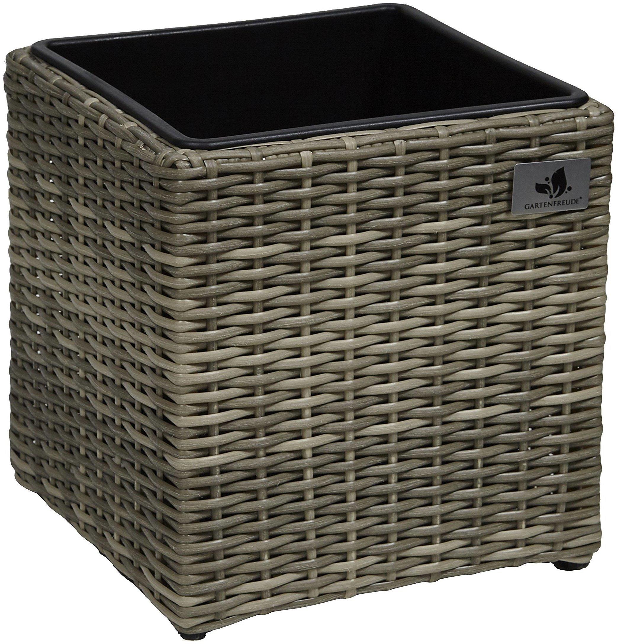 Gartenfreude Pflanzkübel Polyrattan 28x28cm naturfarben Test TOP