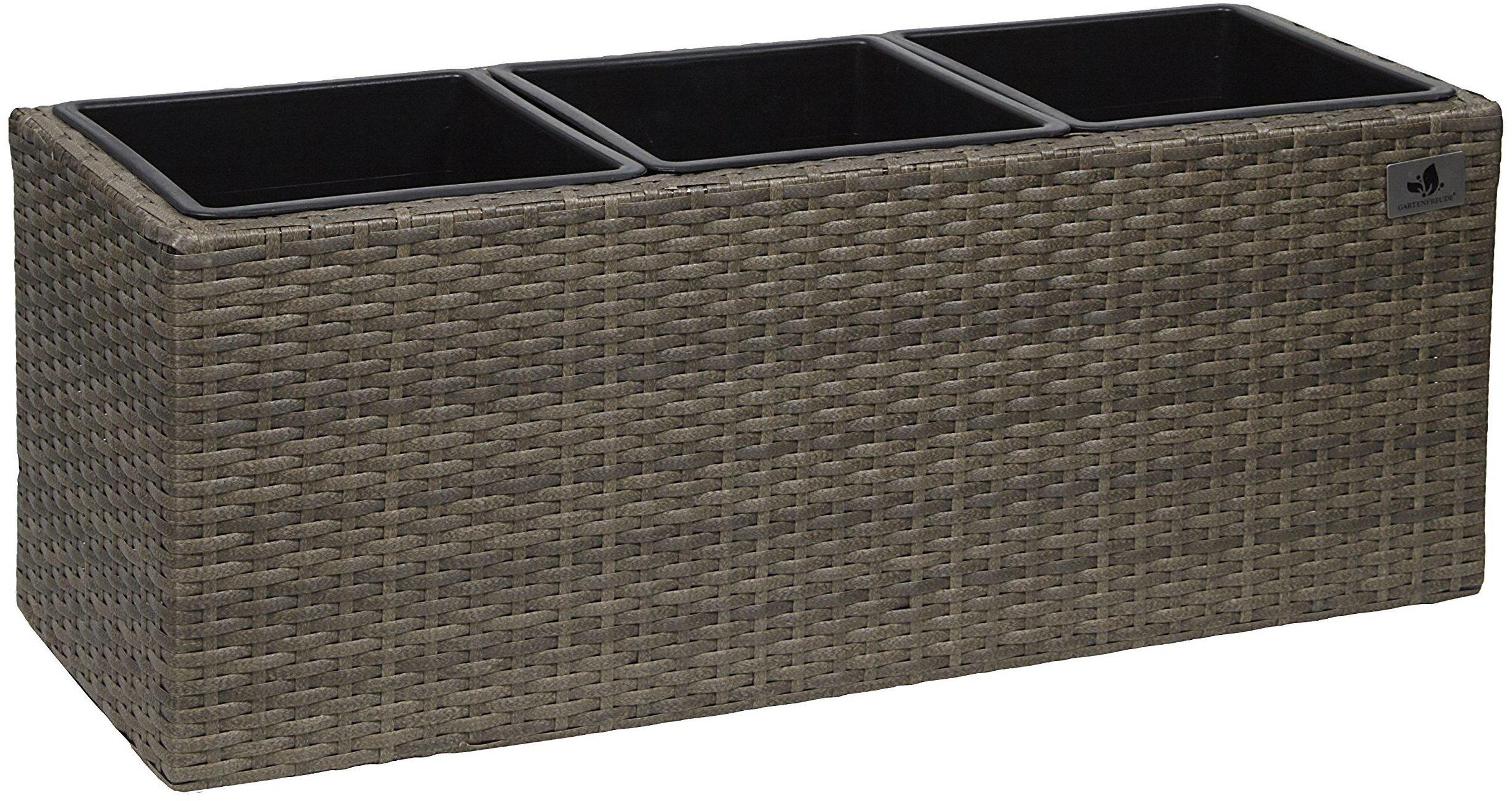 Gartenfreude Pflanzkübel Polyrattan 76x26cm cappuccino Erfahrungen auf