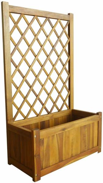 vidaXL Planter with Trellis Solid Acacia Wood 100 x 28 x 60 cm