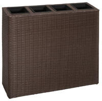 vidaXL Garten-Hochbeet mit 4 T&ouml;pfen Poly Rattan Braun