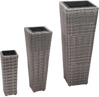 vidaXL Garten-Hochbeet 3-tlg. Poly Rattan Grau
