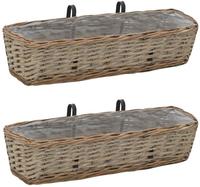 vidaXL Balkon-Blument&ouml;pfe 2 Stk. Weide mit PE-Auskleidung 60 cm