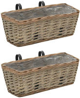 vidaXL Balkon-Blument&ouml;pfe 2 Stk. Weide mit PE-Auskleidung 40 cm