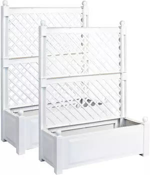 KHW Pflanzkasten 140x100x43cm inkl. Spalier 2 Stk weiß