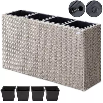 Casaria Polyrattan Blumentopf 95x27x60cm creme