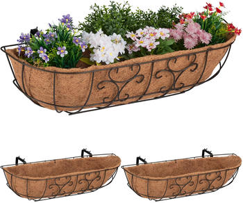 Relaxdays Blumenkasten Balkon 3er Set beige