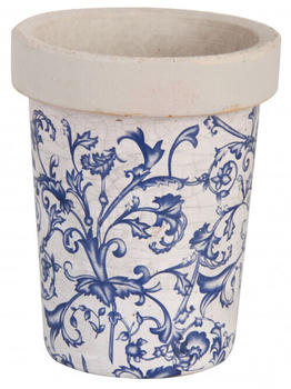Esschert Aged Ceramic Long Tom blau-weiß 13 cm x 13 cm x 16 cm (AC89)